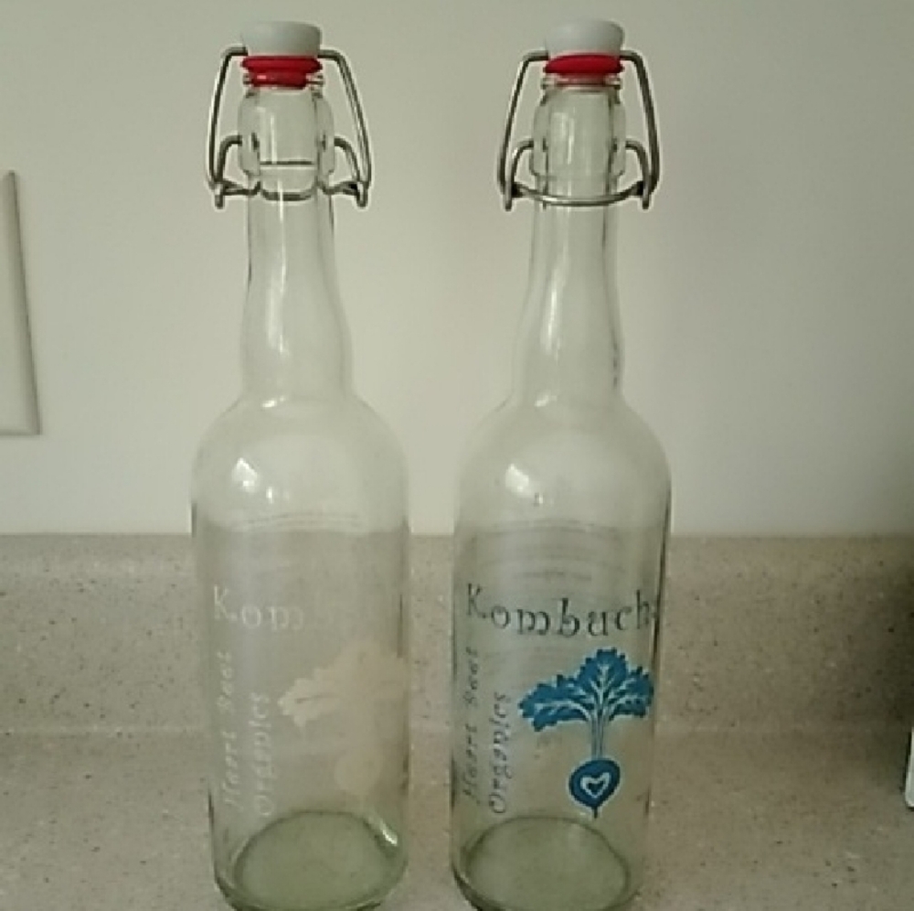 Glass Kombucha Bottles with Flip Top - Set of 2